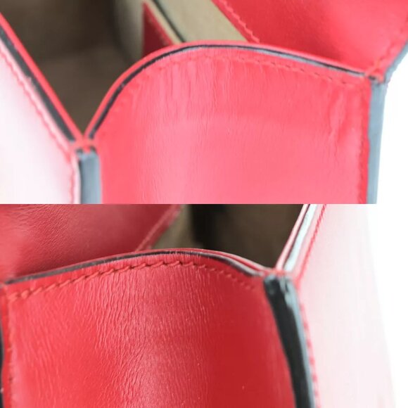 GUCCI Logo Mini Sylvie Sherry 2Way Shoulder Hand Bag Leather Red GHW 53RK113 - Picture 5 of 16